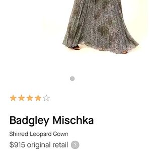 BADGLEY MISCHKA PLEATED LEOPOLD DEEP V GOWN DRESS SZ 12 PRE- LOVED GREAT CONDITI